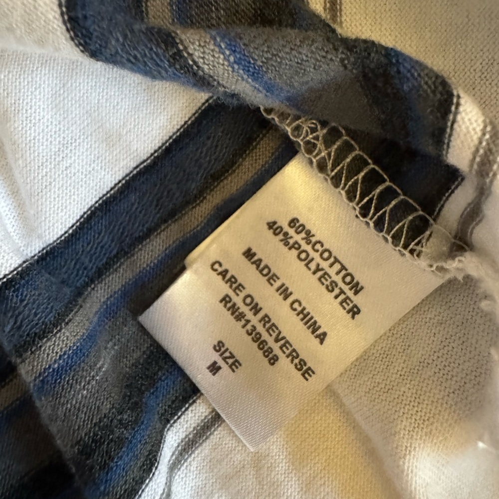 Ocean Current Men's White and Black Striped Hoodie Shirt M - Picture 5 of 5